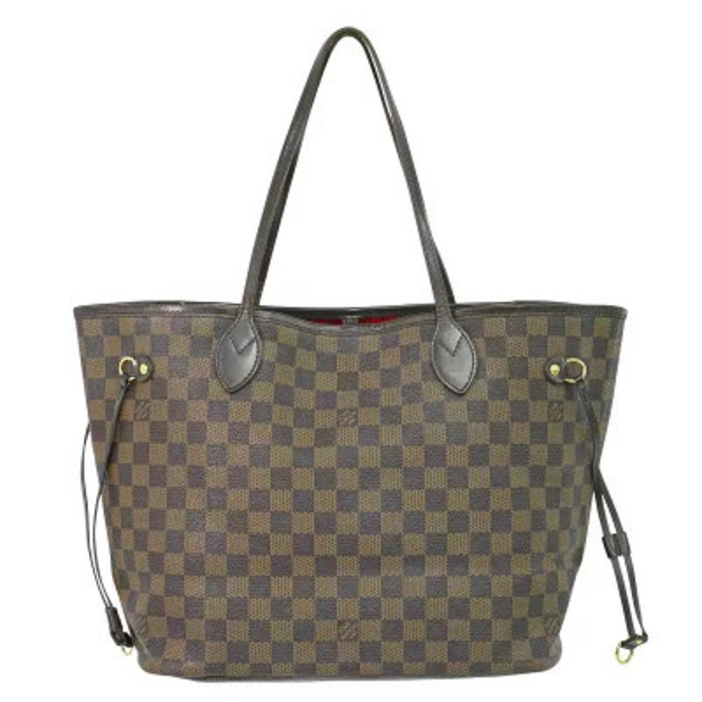 Louis Vuitton LV Neverfull Damier Shoulder Tote Bag Canvas Leather Ebene Brown